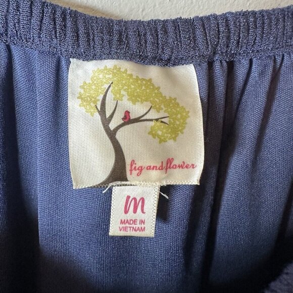 Anthropologie Fig & Flower Dress Womens Blue Floral Embroidered Lined Boho Sz M - Picture 4 of 10